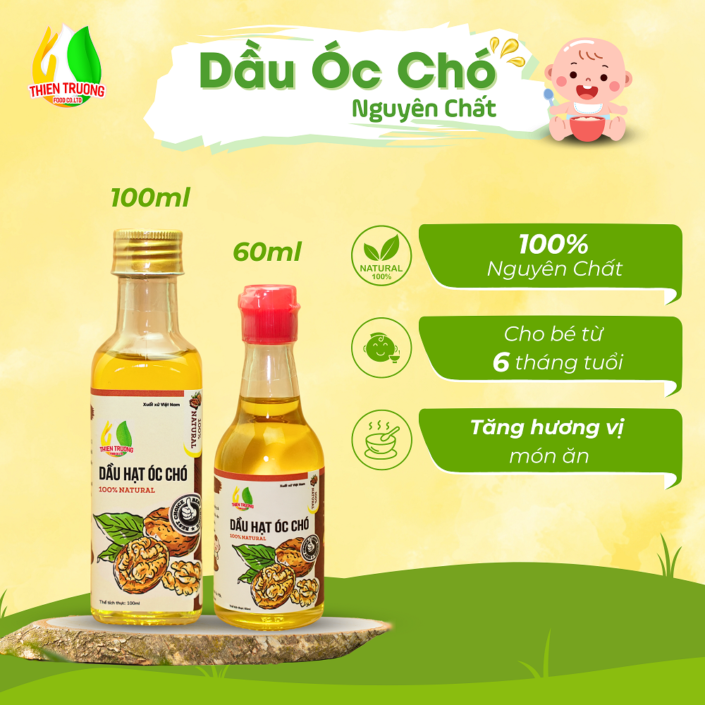 Dầu óc chó nguyên chất Thiên Trường Food dành cho trẻ em trong giai đoạn ăn dặm từ 6 tháng tuổi